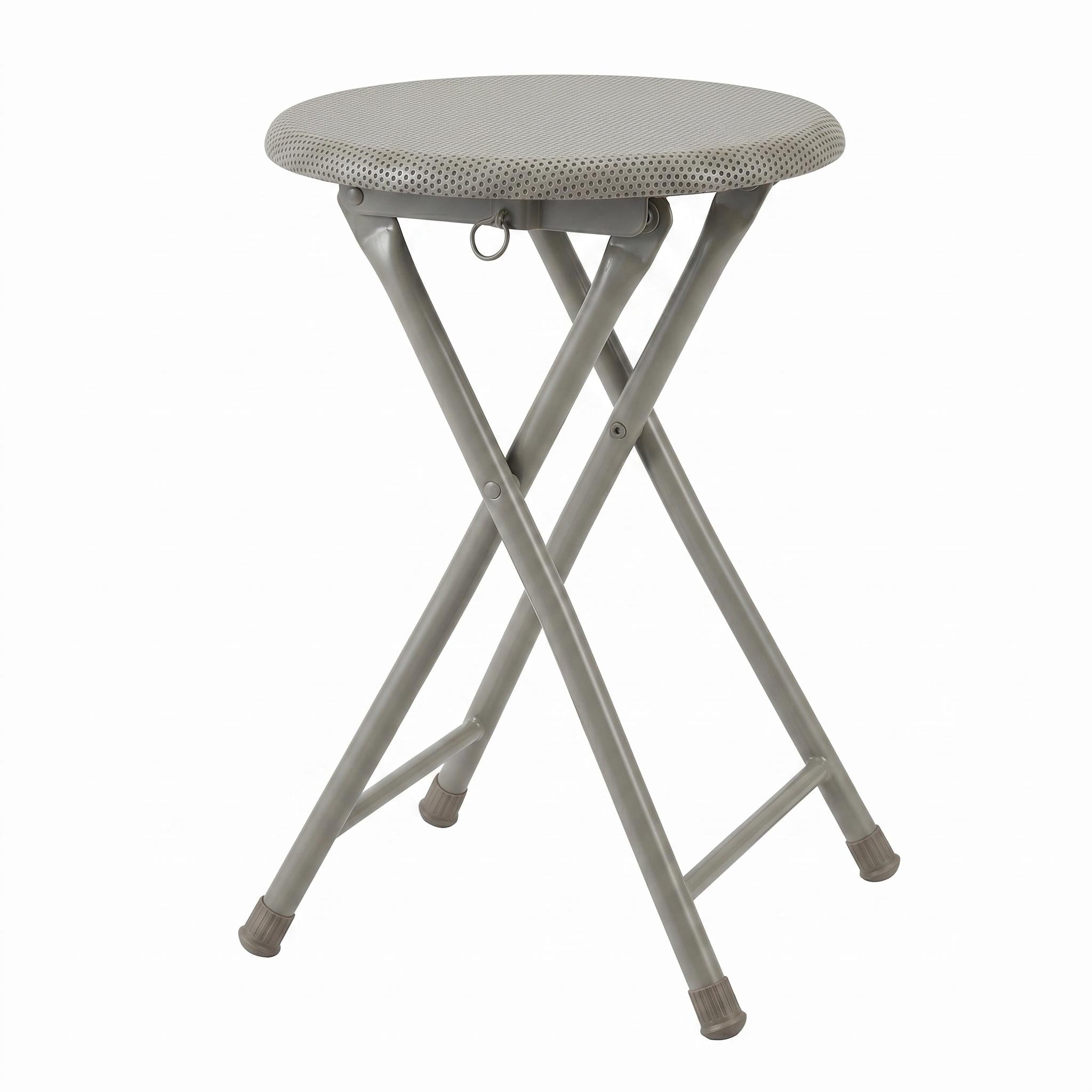 Modern Folding Stool, Metal Punch Seat - HEAVEN METAL CLAY GREY