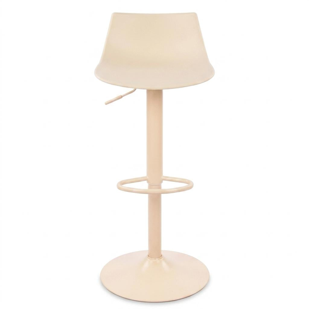 Modern Beige Bar Stool, PP Seat & Metal Base - HERIBO BEIGE