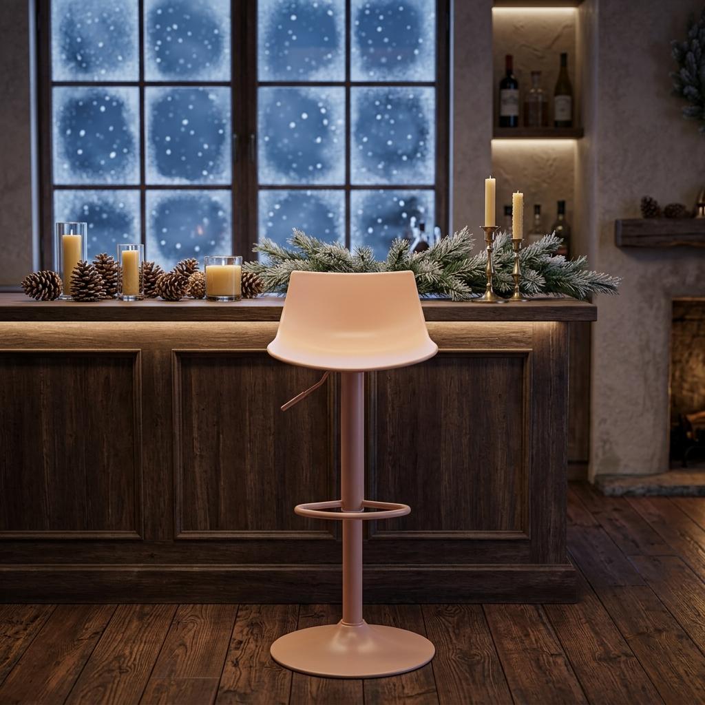 Modern Bar Stool, PP Seat & Metal Base - HERIBO TERRACOTTA