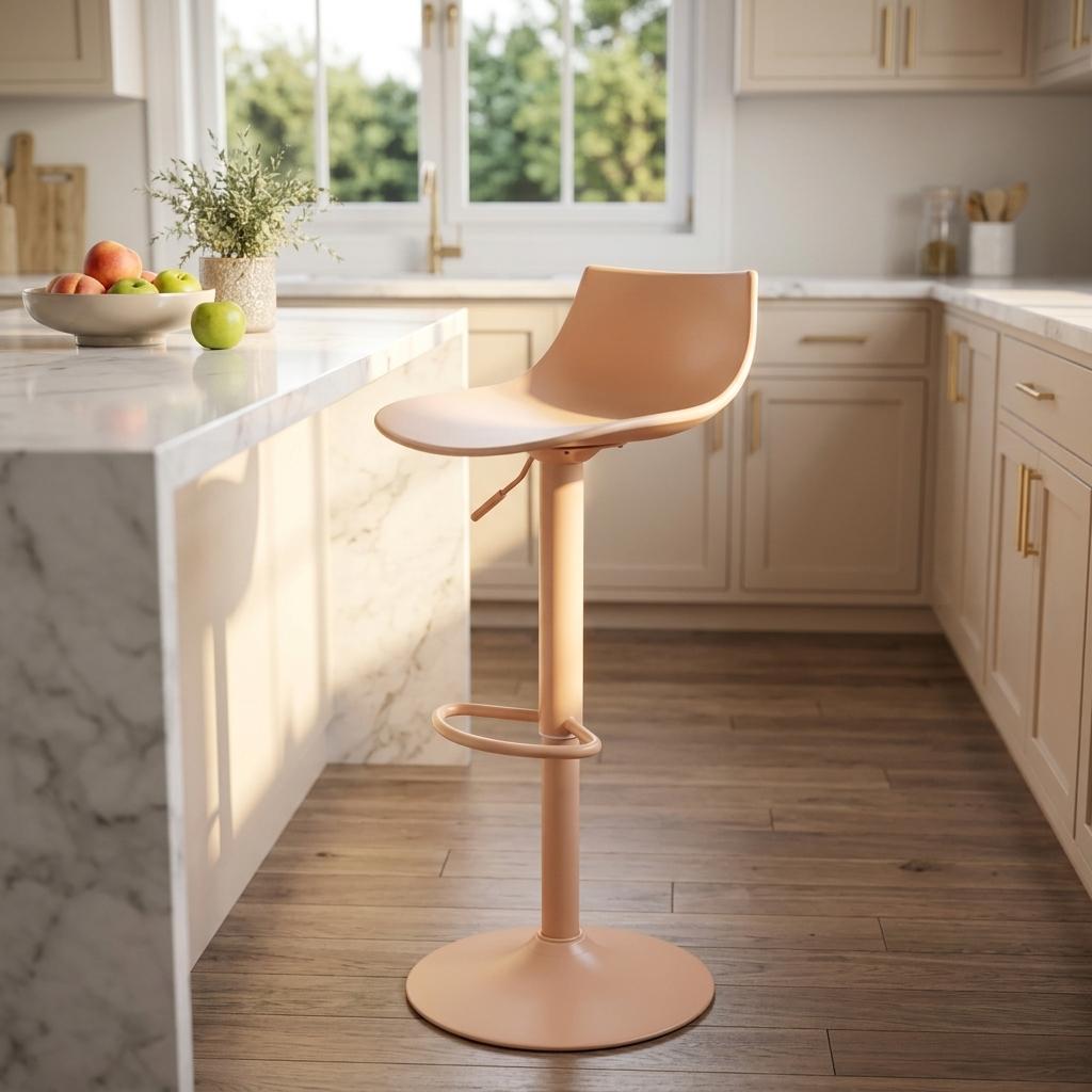 Modern Bar Stool, PP Seat & Metal Base - HERIBO TERRACOTTA