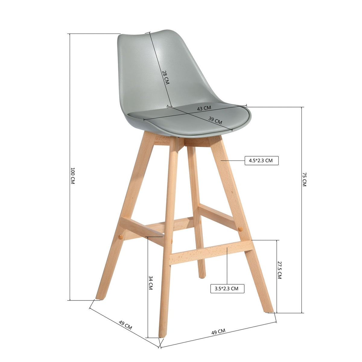 Homie Solid Wooden Leg Ukfr Bar Stools