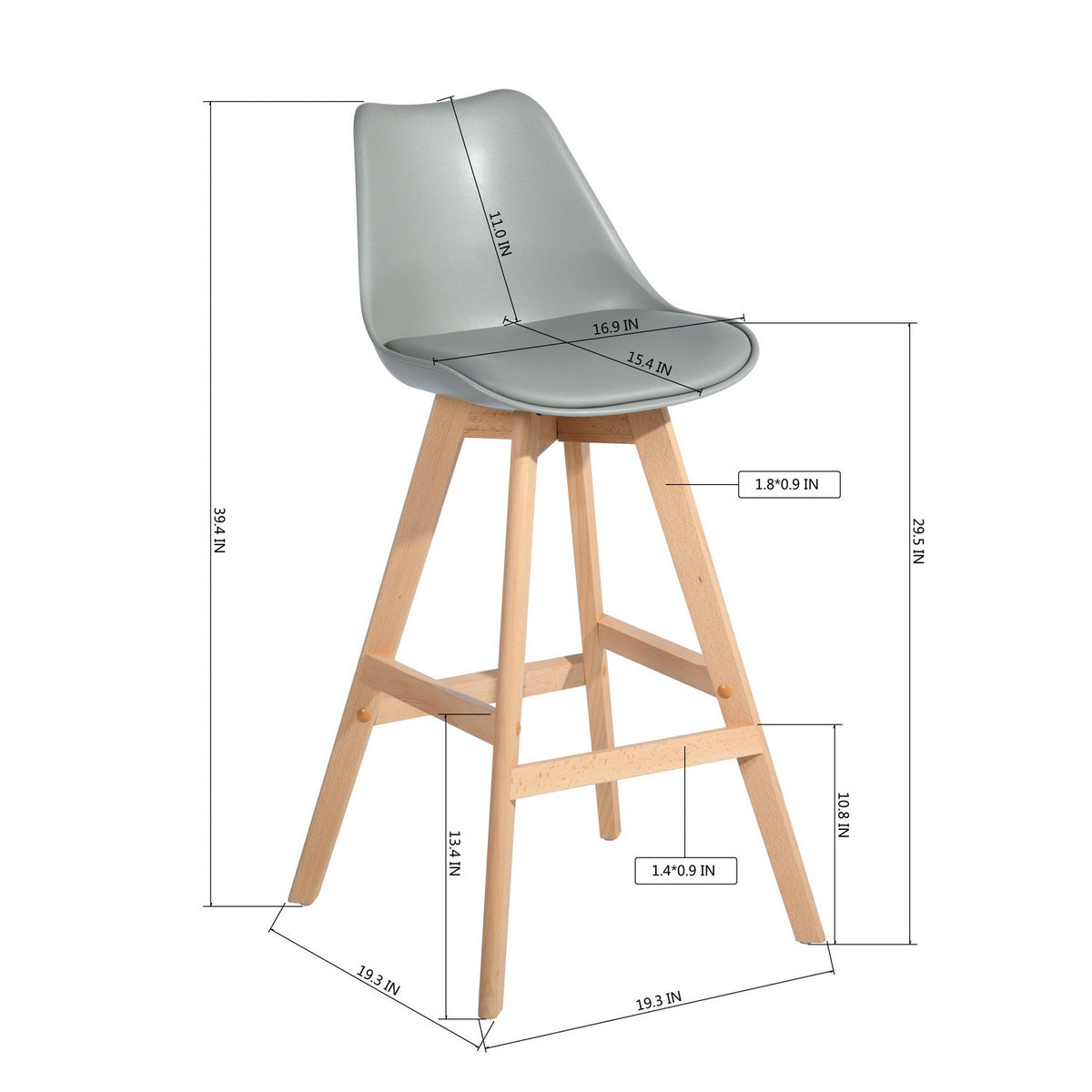 Homie Solid Wooden Leg Ukfr Bar Stools