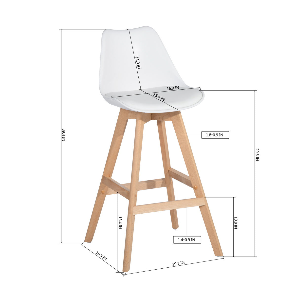 Homie Solid Wooden Leg Ukfr Bar Stools