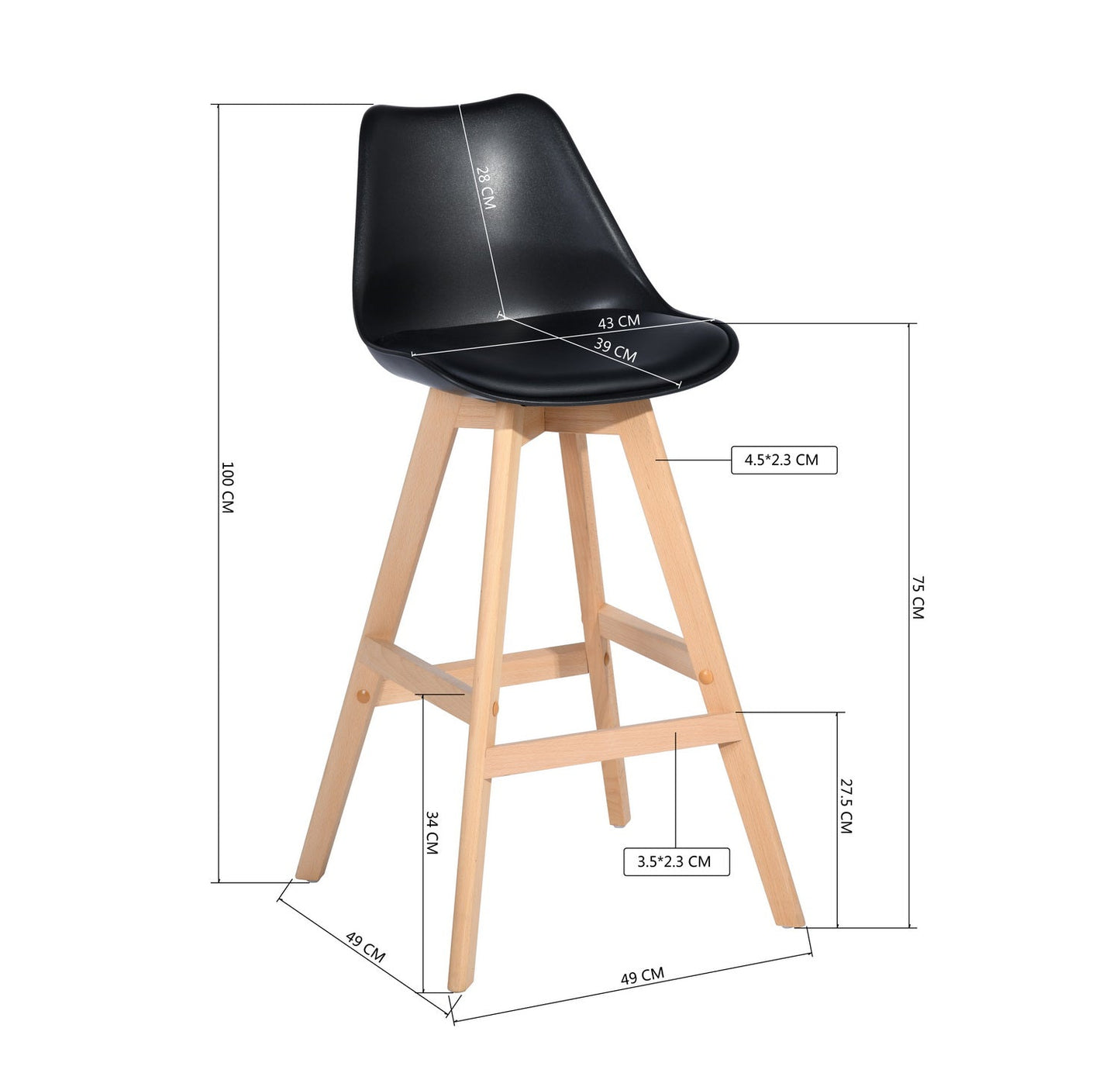Homie  Solid Wood Bar Stool