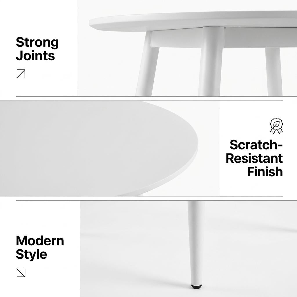 Modern White MDF Table, Powder-Coated Legs – HOPINION TABLE V2