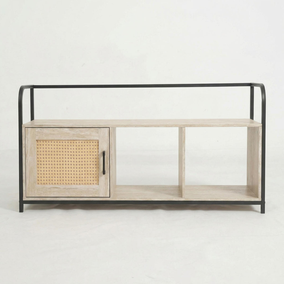 Yesterdayness Modern Grooved TV Stand, MDF & Metal - IHNAs
