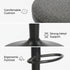 Modern Barstool, Fabric Adjustable Seat - ILIYA-DARK GREY