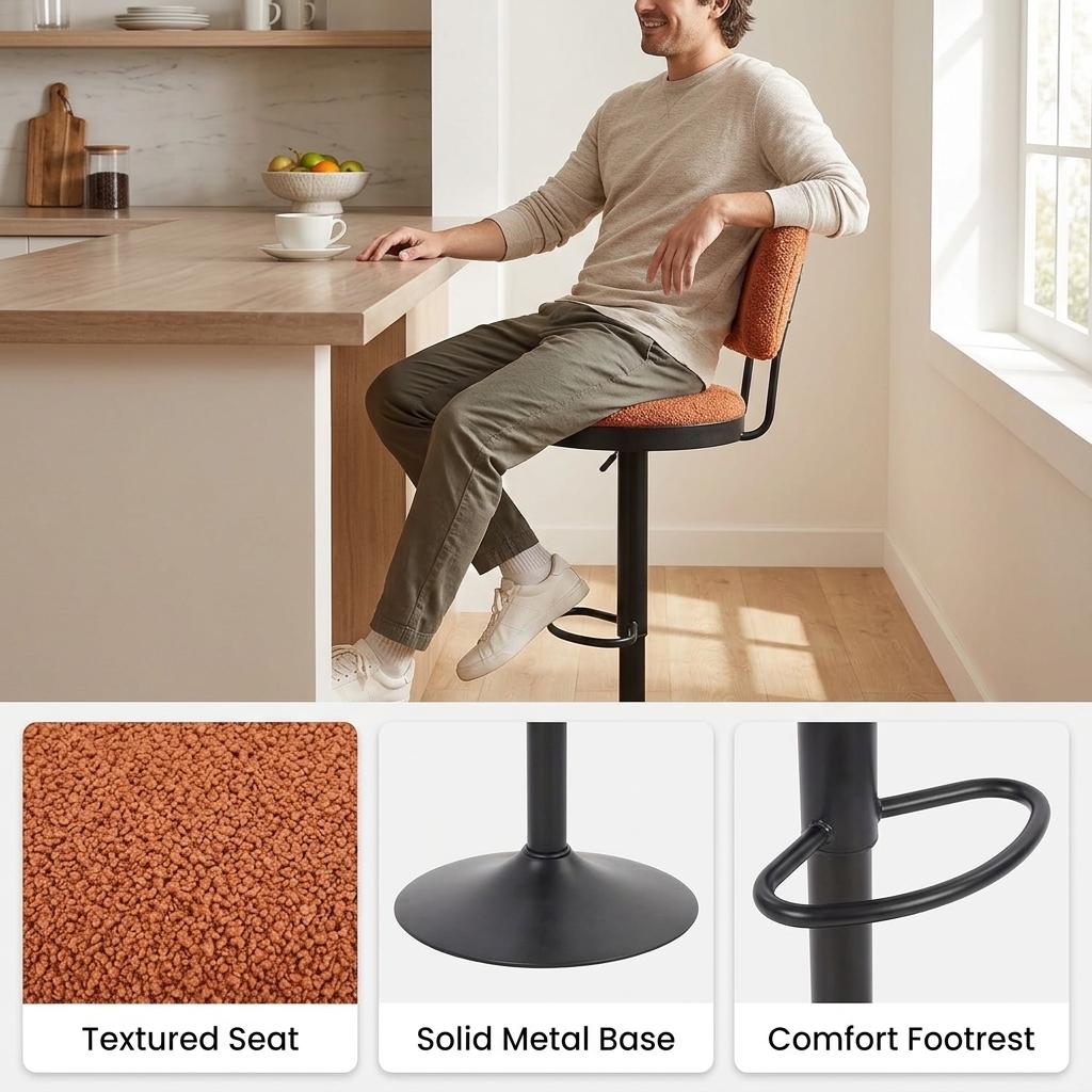 Modern Red Fabric Barstool – ILIYA-RED