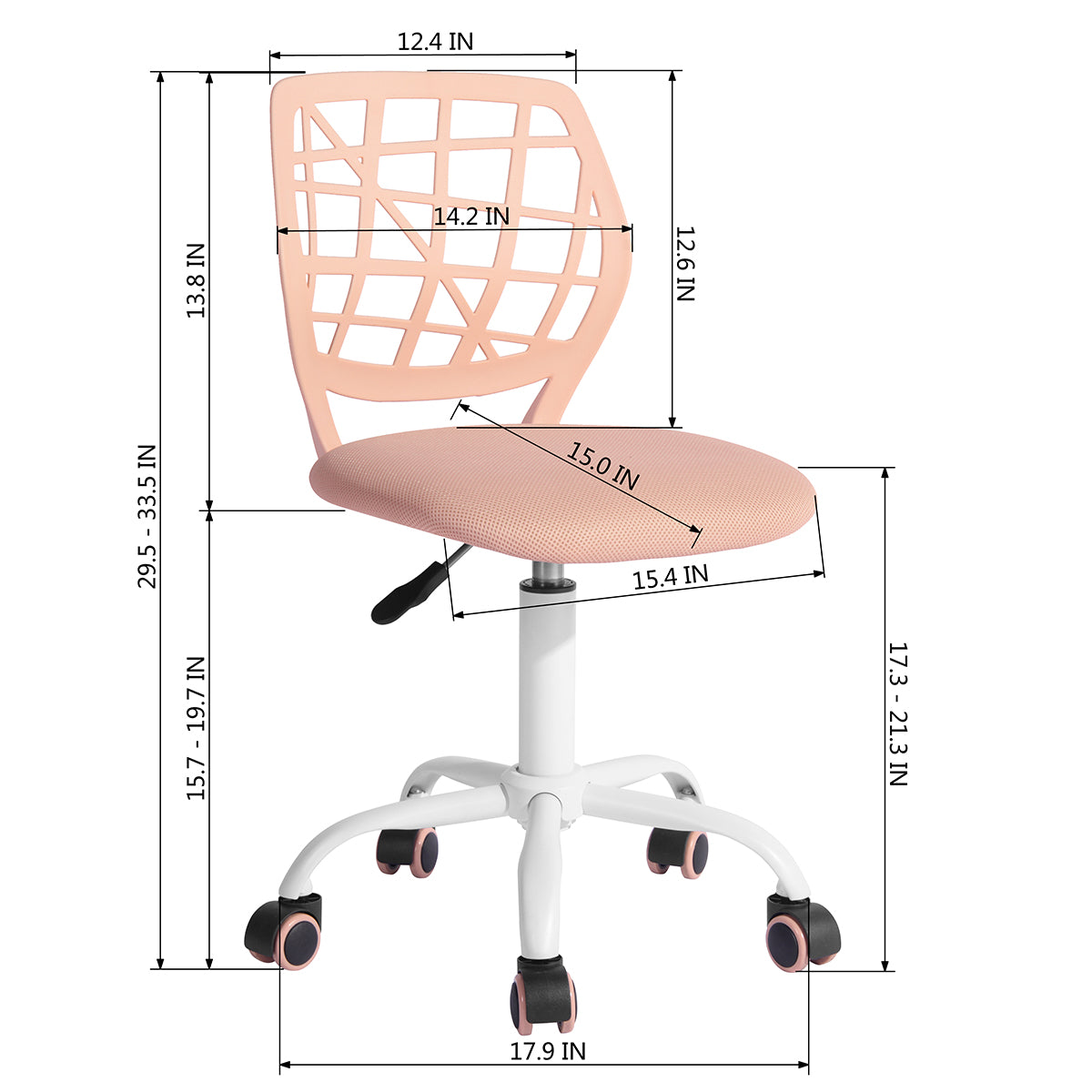 Modern Blush Office Chair, Mesh Seat & Adjustable Base - CARNATION CF PINK
