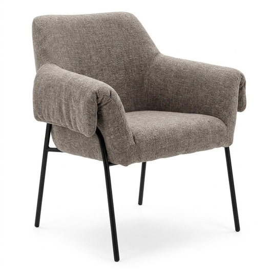 Modern Leisure Chair, Fabric Upholstery Iron Frame - INE DARK GREY