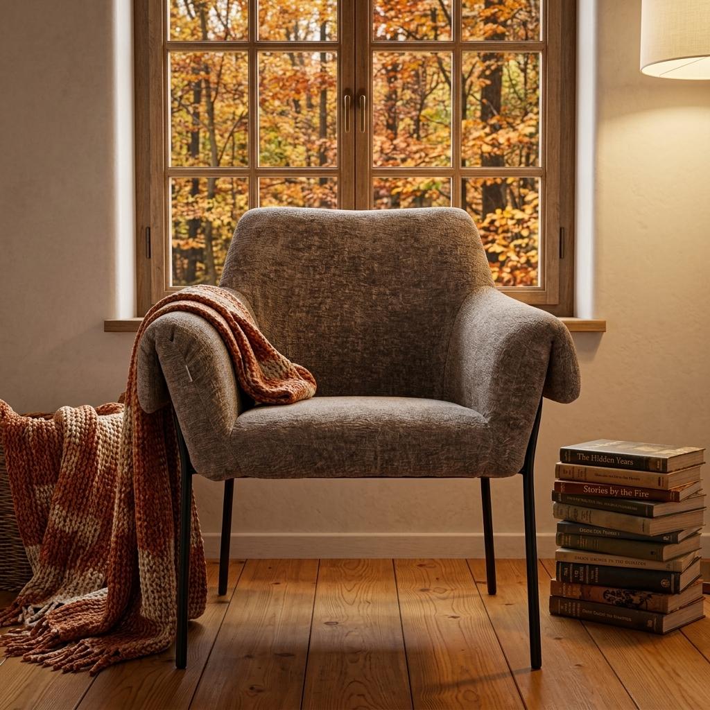 Modern Leisure Chair, Fabric Upholstery Iron Frame - INE DARK GREY