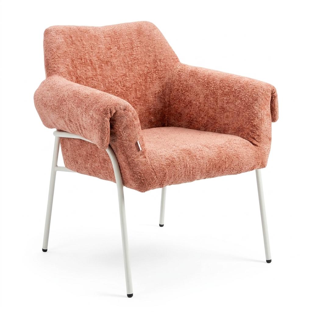 Modern Blush Fabric Dining Chair, Iron Frame - INE