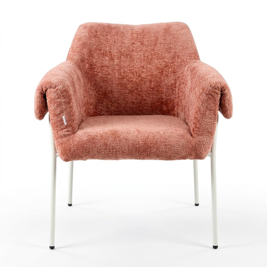 Modern Blush Fabric Dining Chair, Iron Frame - INE