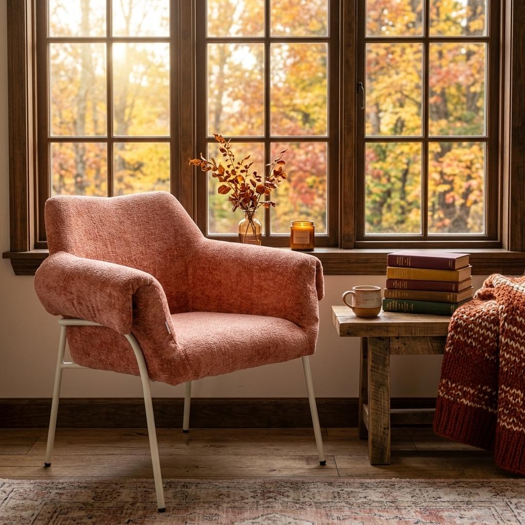 Modern Blush Fabric Dining Chair, Iron Frame - INE
