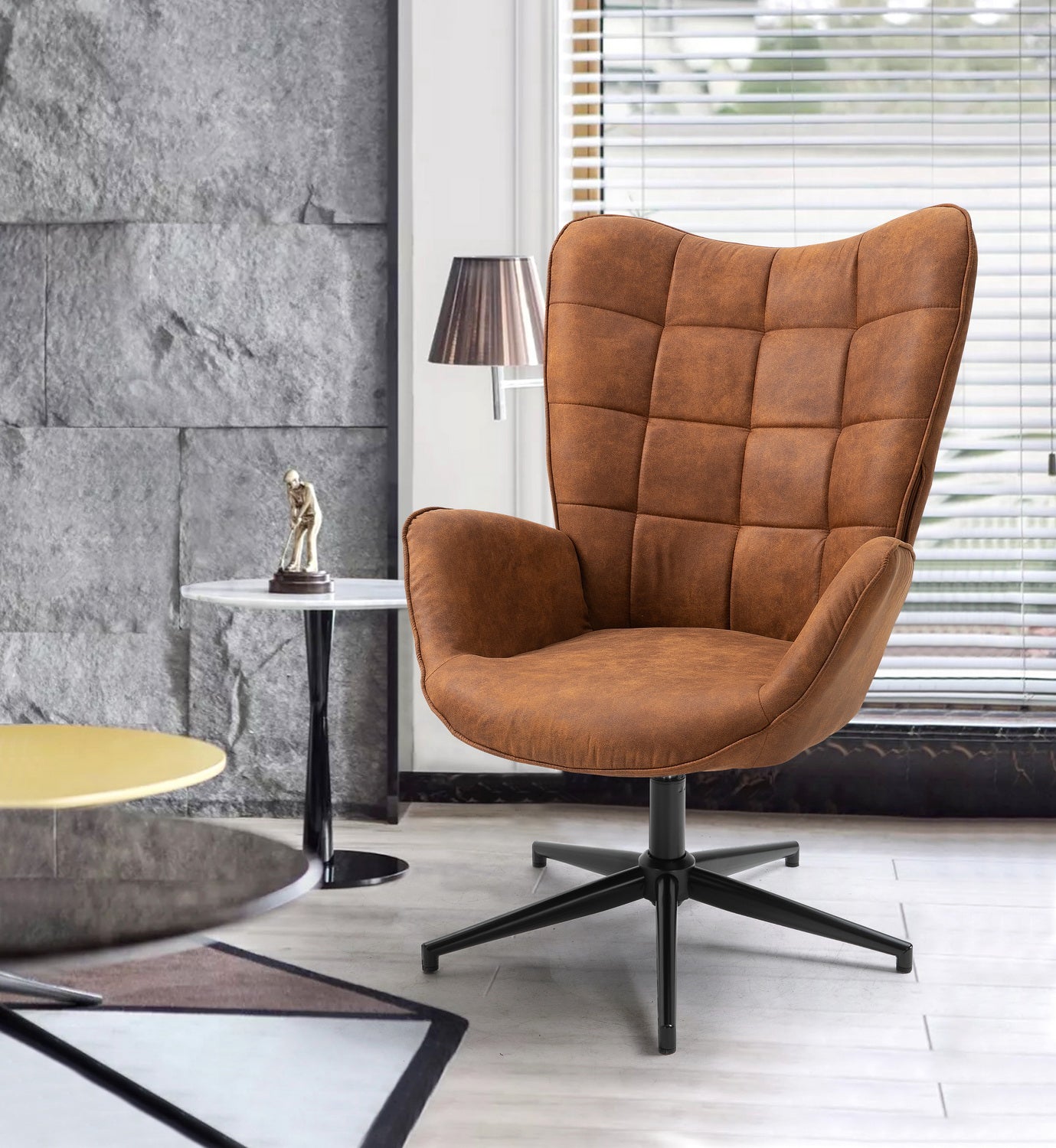 Iris  Faux Leather Accent Chair