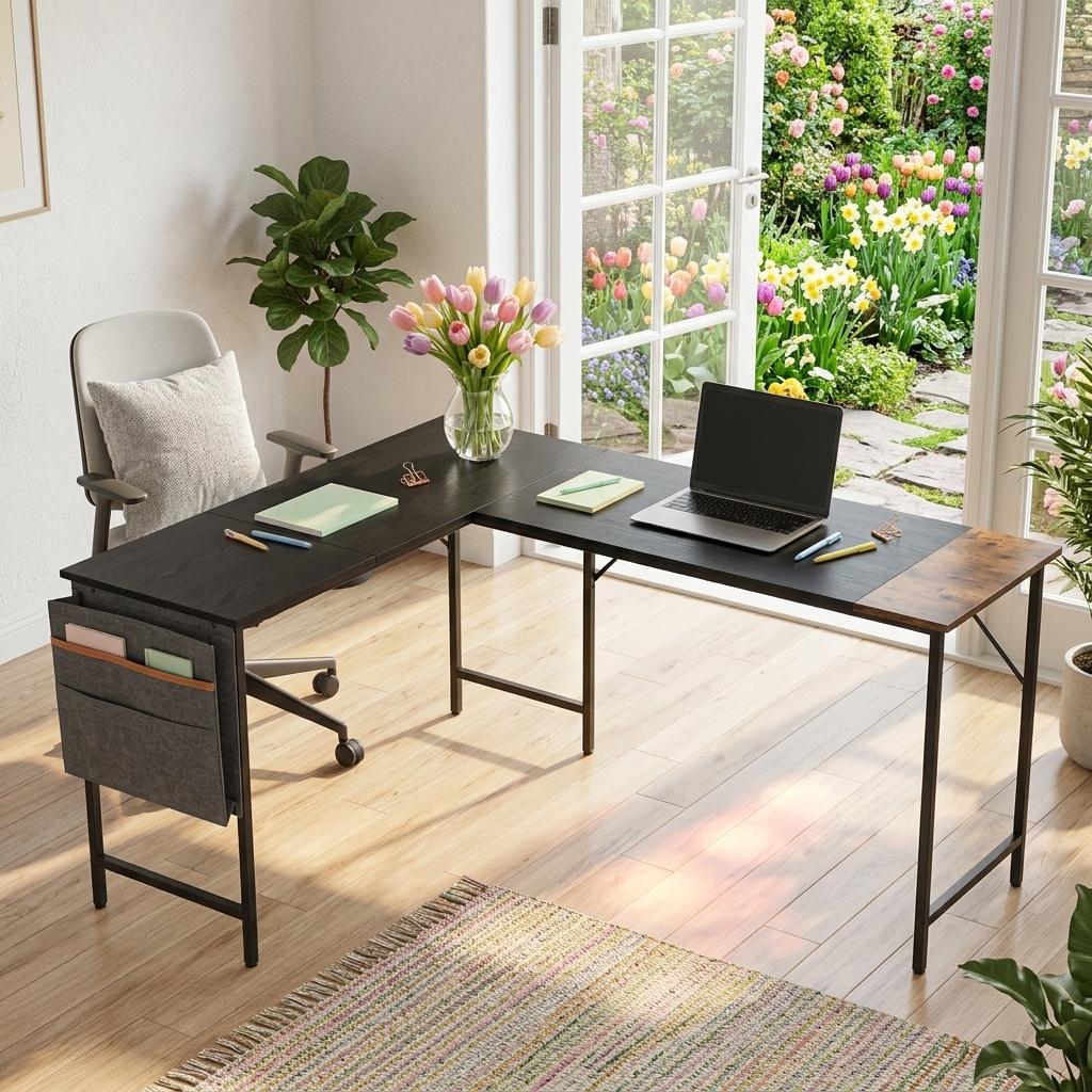 Isoud 168Cm Fabric Black Brown Desks