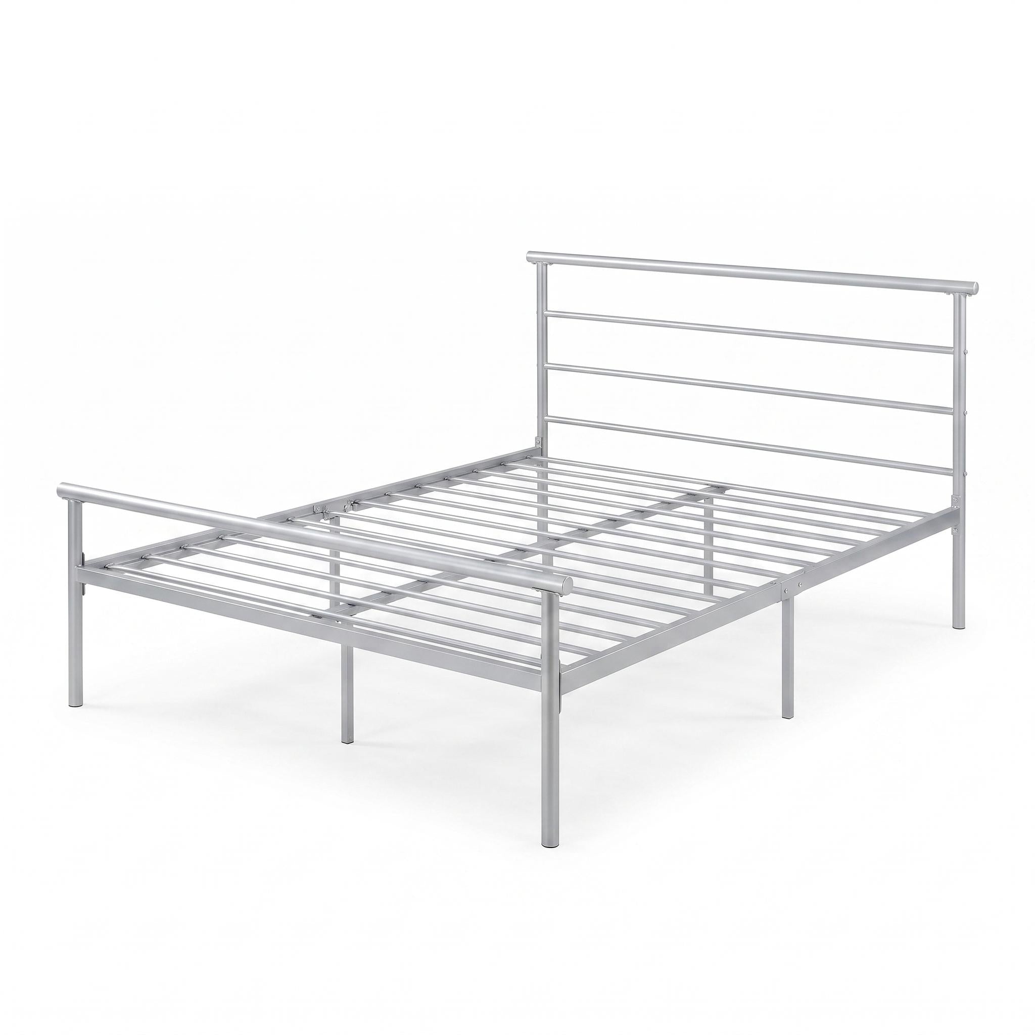 Modern Silver Metal Frame, Space-Saving Double Bed - JEROME LMKZ