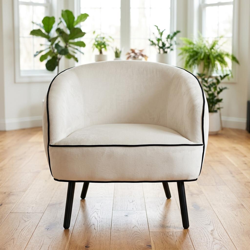 Modern Velvet Accent, Piped Detailing - JOANNA HOPE CAMILLE Chair