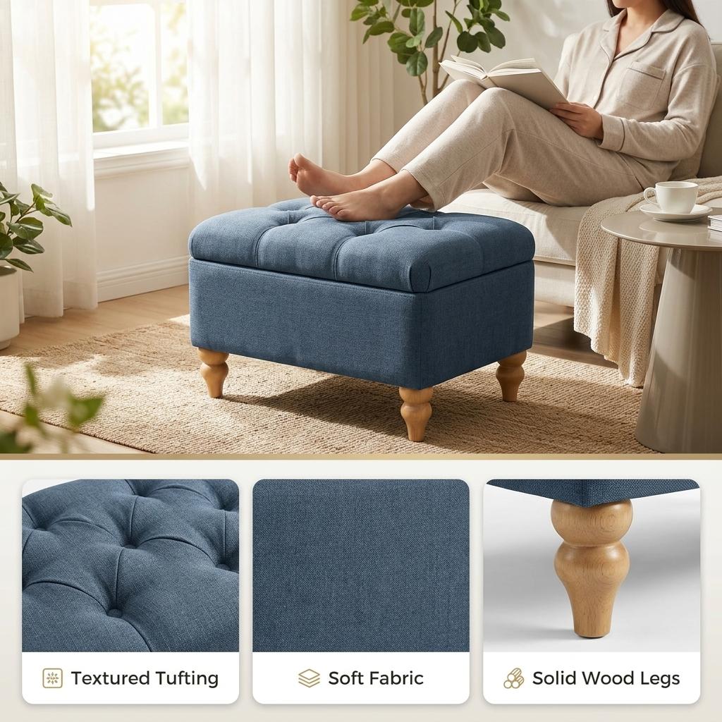 Modern Blue Upholstered Bench, Oak Legs – JULIPA BLUE