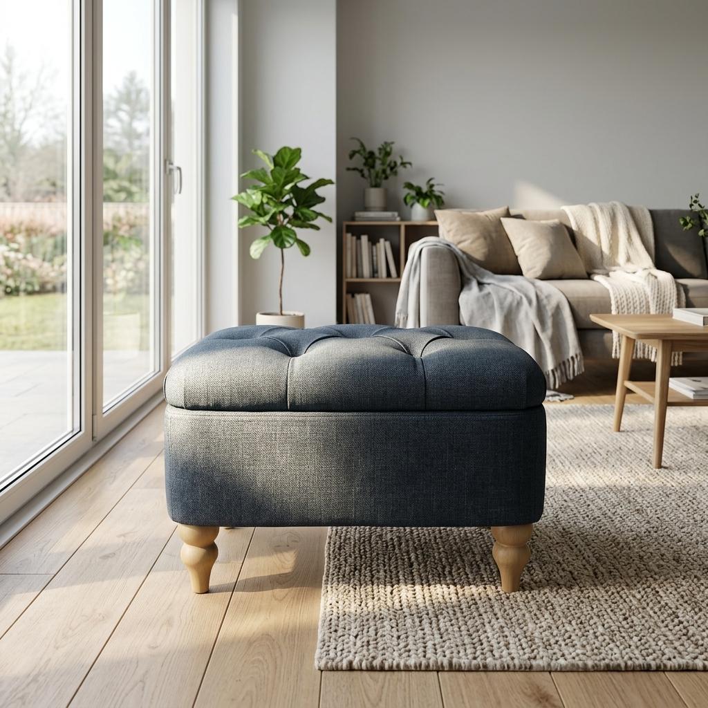 Modern Blue Upholstered Bench, Oak Legs – JULIPA BLUE
