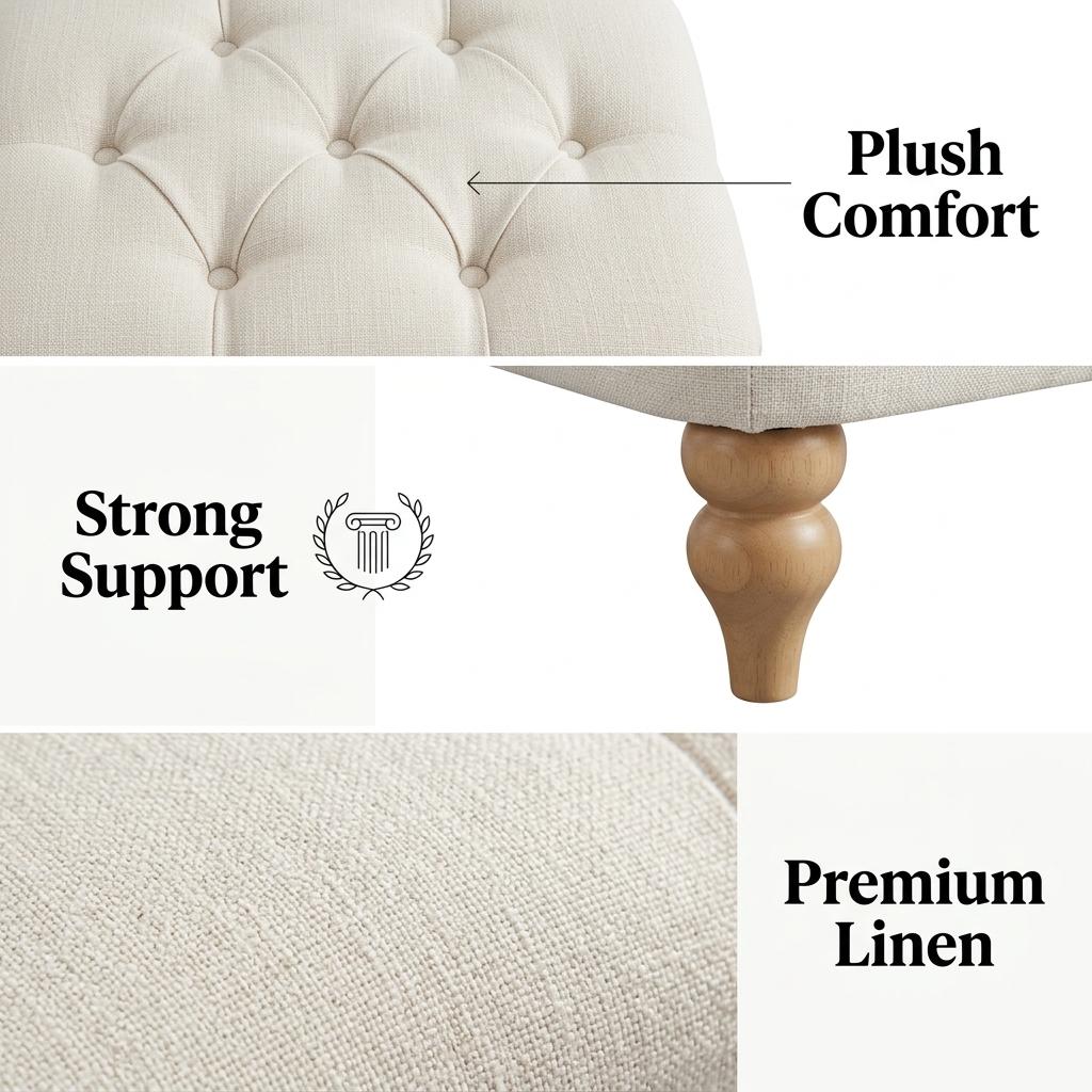 Modern Cream Footboard, Fabric Upholstery - JULIPA CREAM