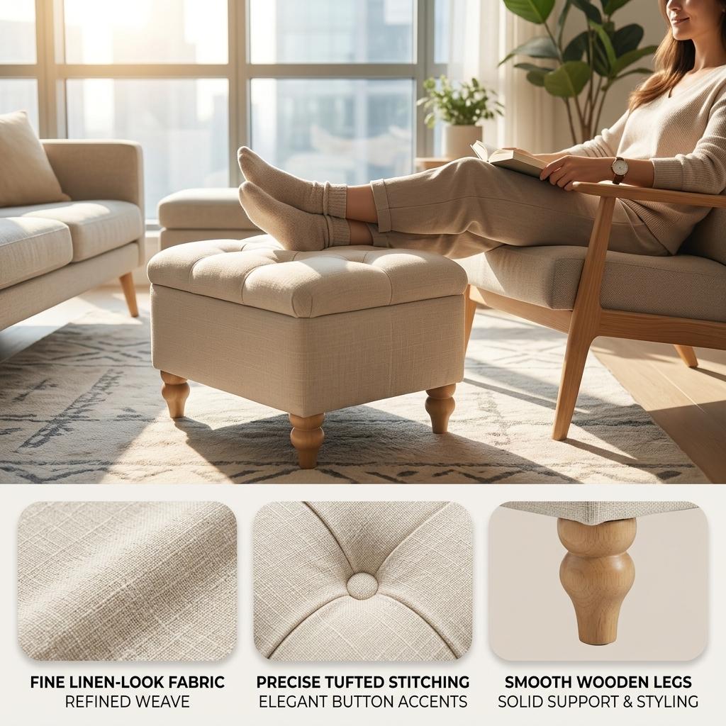 Modern Cream Footboard, Fabric Upholstery - JULIPA CREAM