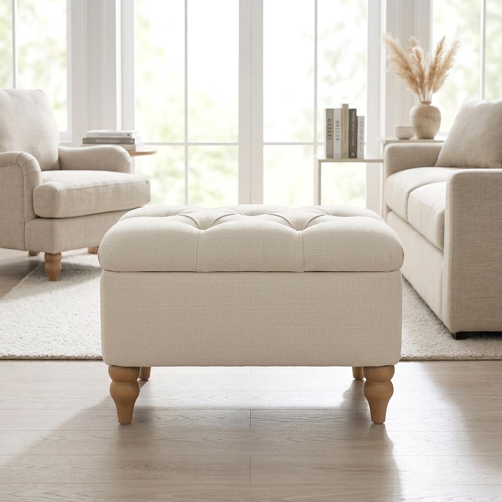Modern Cream Footboard, Fabric Upholstery - JULIPA CREAM