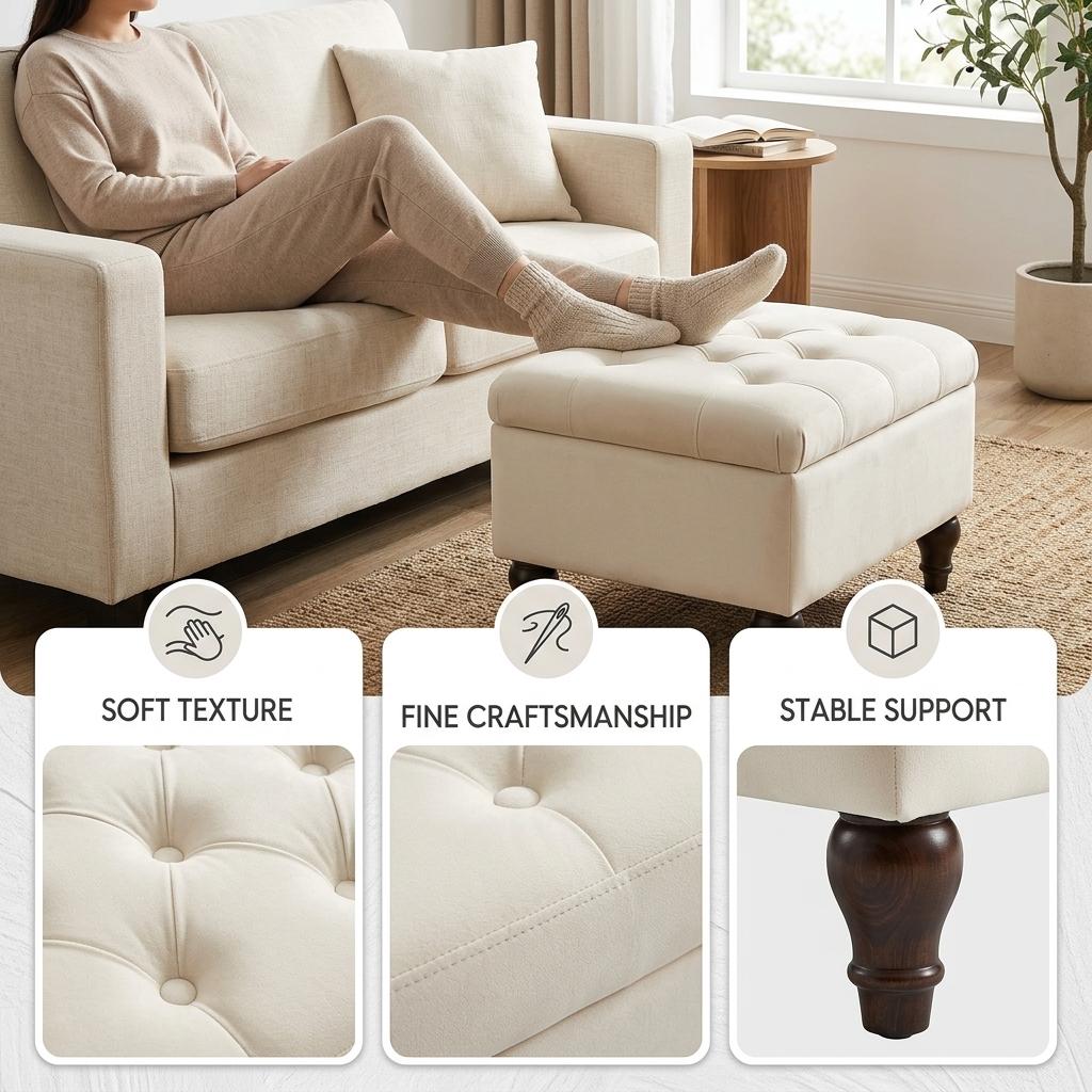 Modern Ivory Upholstered Bench - JULIPA IVORY