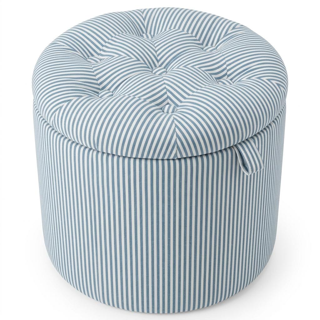 Modern Striped Ottoman, Upholstered Storage Bench - Julipa Mae
