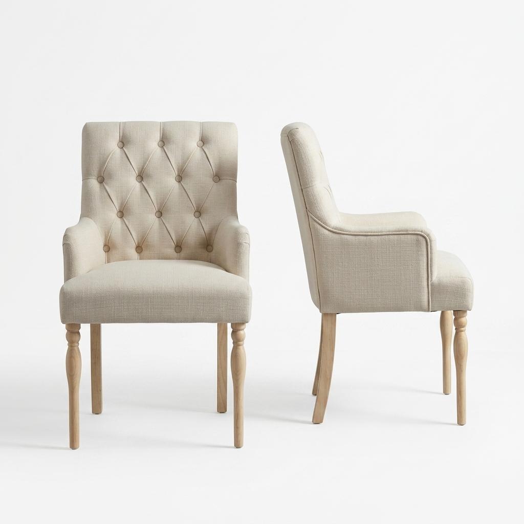 Modern Upholstered Dining, Rubber Wood Legs - JULIPA MAE Pair of Dining Chairs