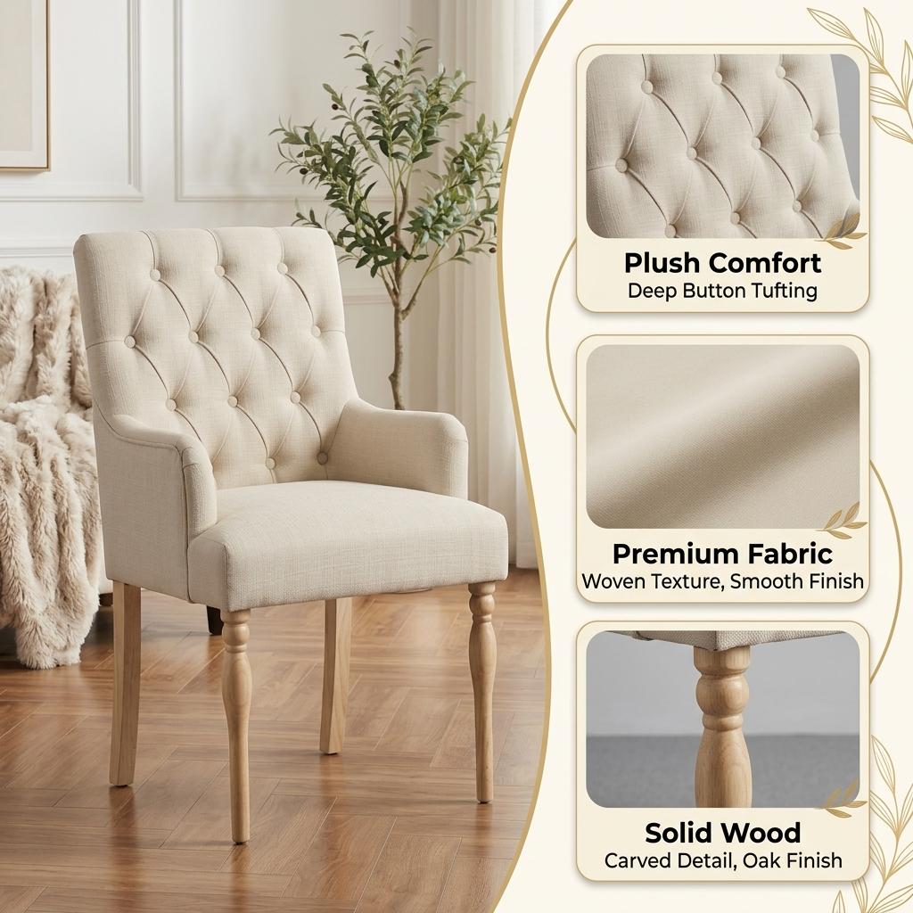 Modern Upholstered Dining, Rubber Wood Legs - JULIPA MAE Pair of Dining Chairs