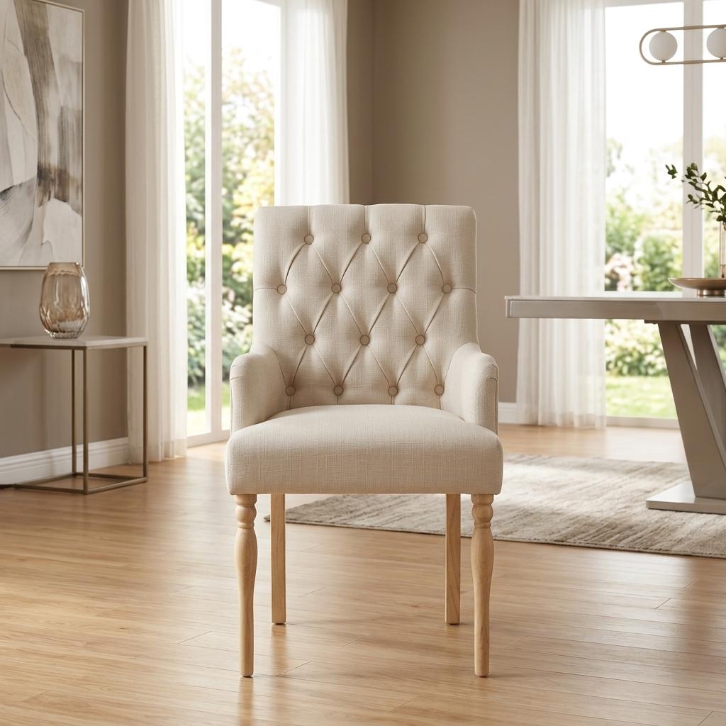 Modern Upholstered Dining, Rubber Wood Legs - JULIPA MAE Pair of Dining Chairs