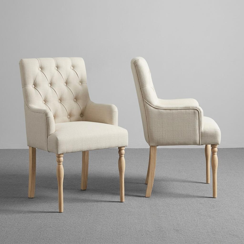 Modern Upholstered Dining, Rubber Wood Legs - JULIPA MAE Pair of Dining Chairs