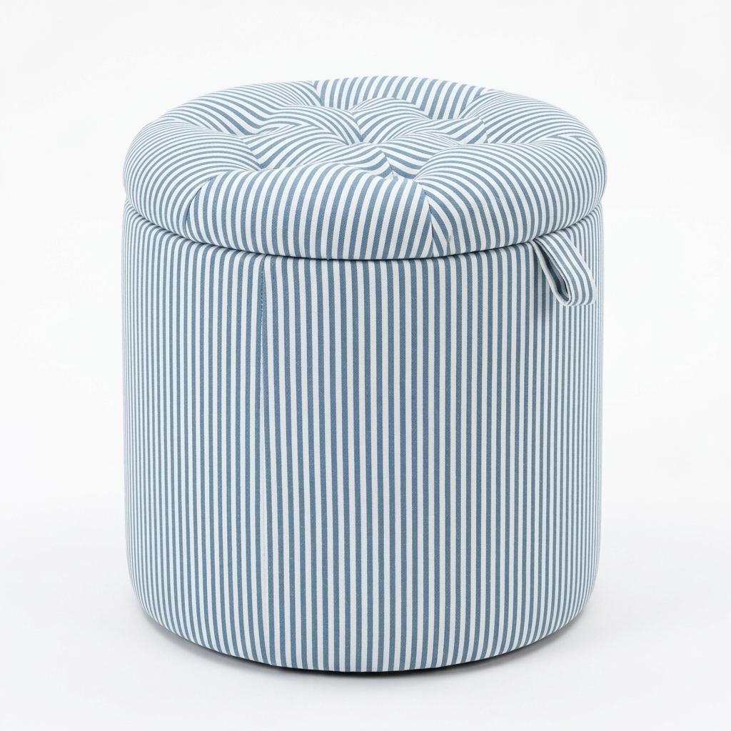 Modern Striped Ottoman, Upholstered Storage Bench - Julipa Mae