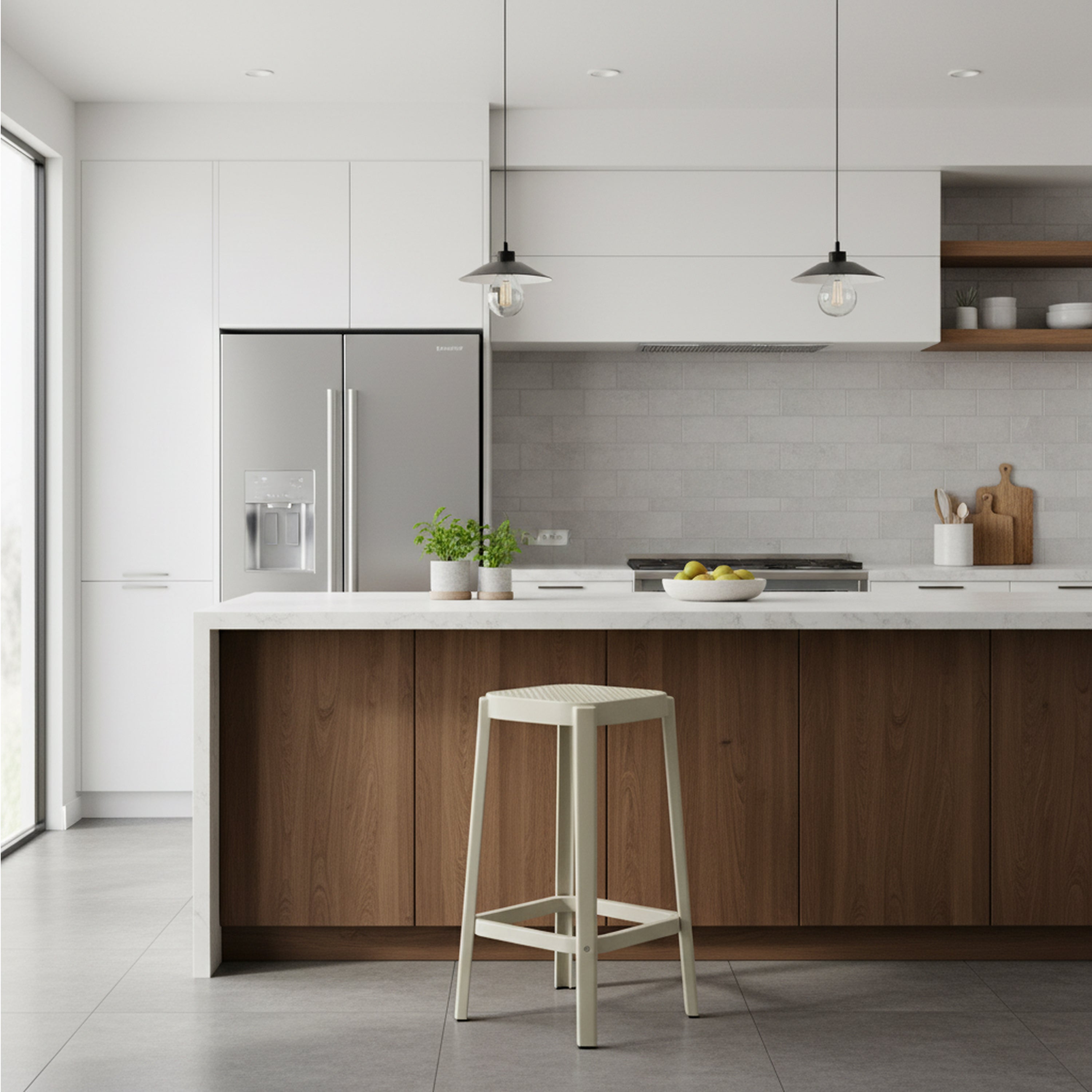 Modern Minimalist Barstool, Full PP Construction - KARI