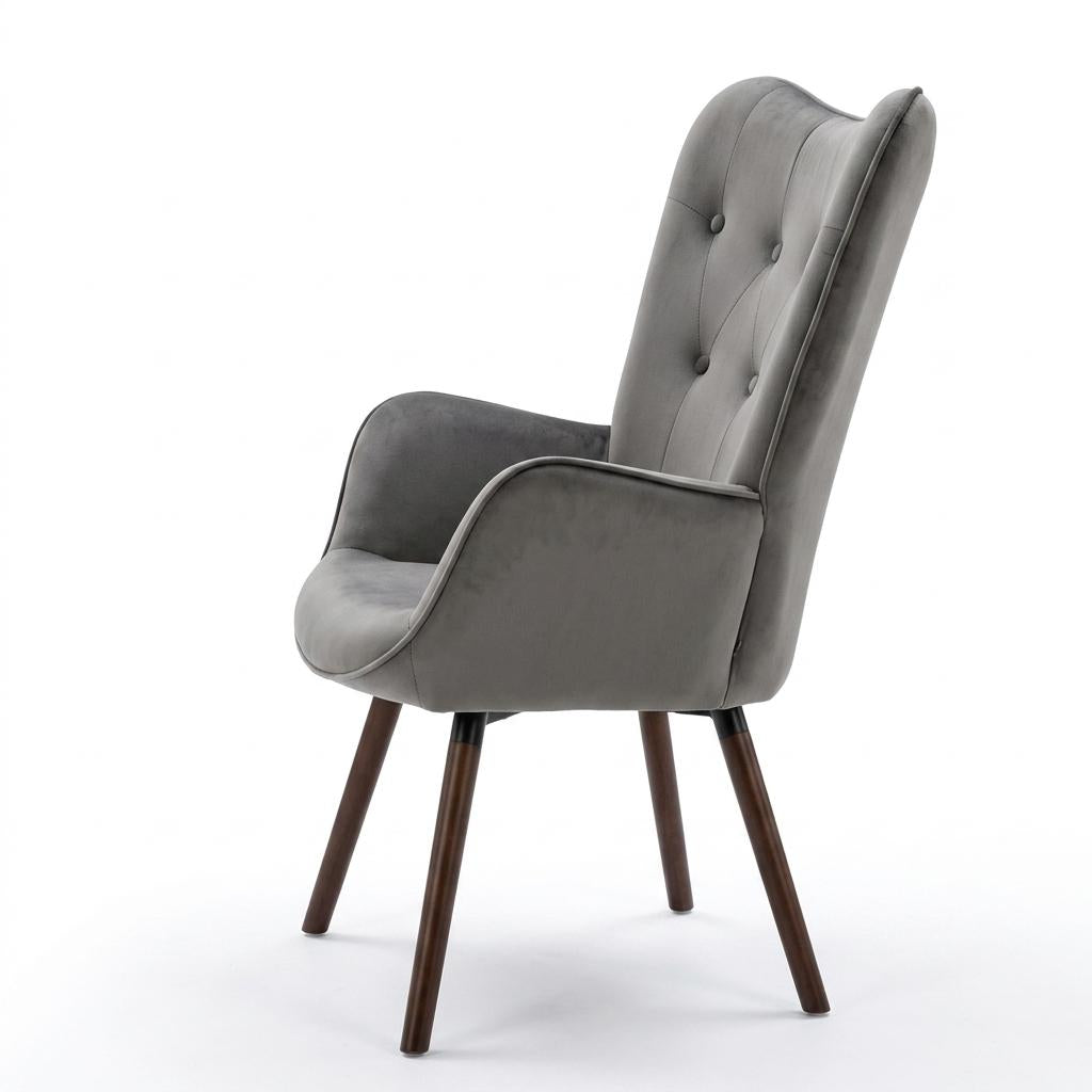 Modern Velvet Leisure Armchair, Beech Wood Legs – KAS KD VELVET DARK GREY