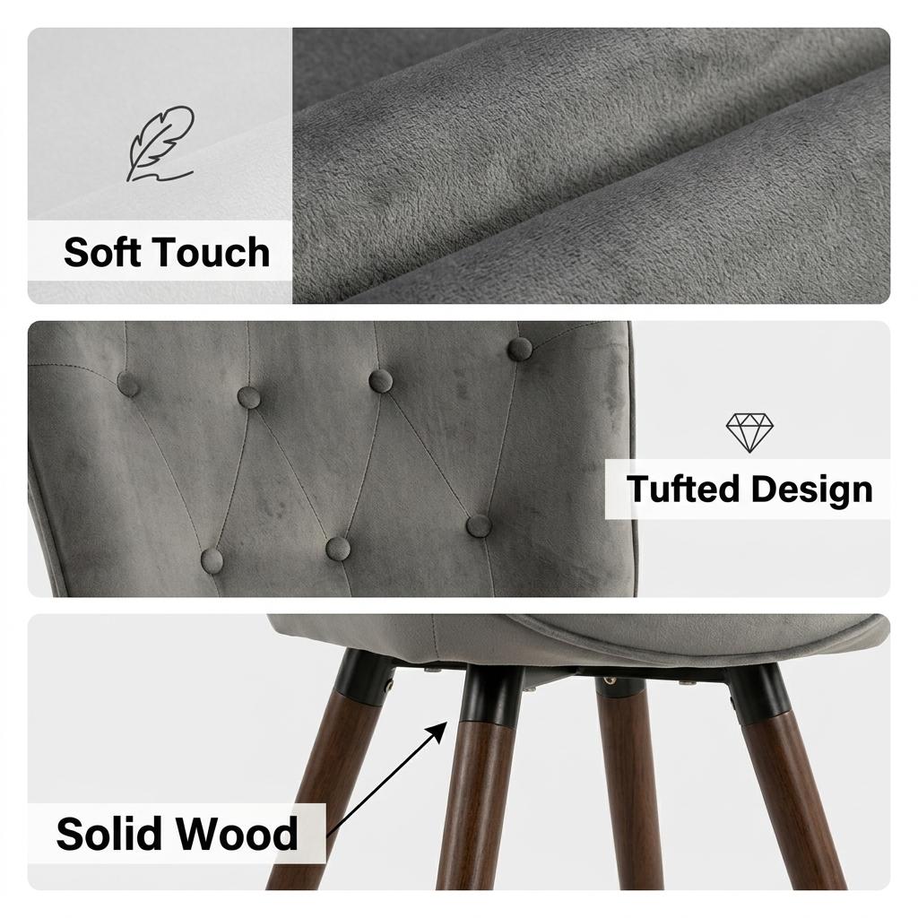 Modern Velvet Leisure Armchair, Beech Wood Legs – KAS KD VELVET DARK GREY