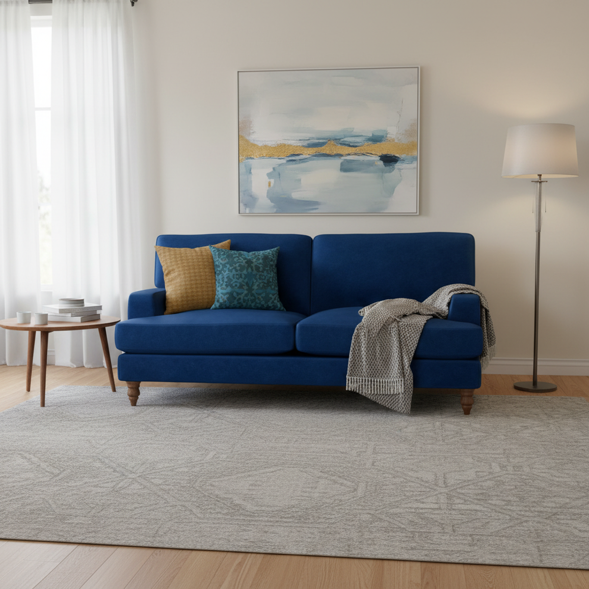 Modern Velvet Sofa, Wooden Frame - KATAR 2.5 SEAT