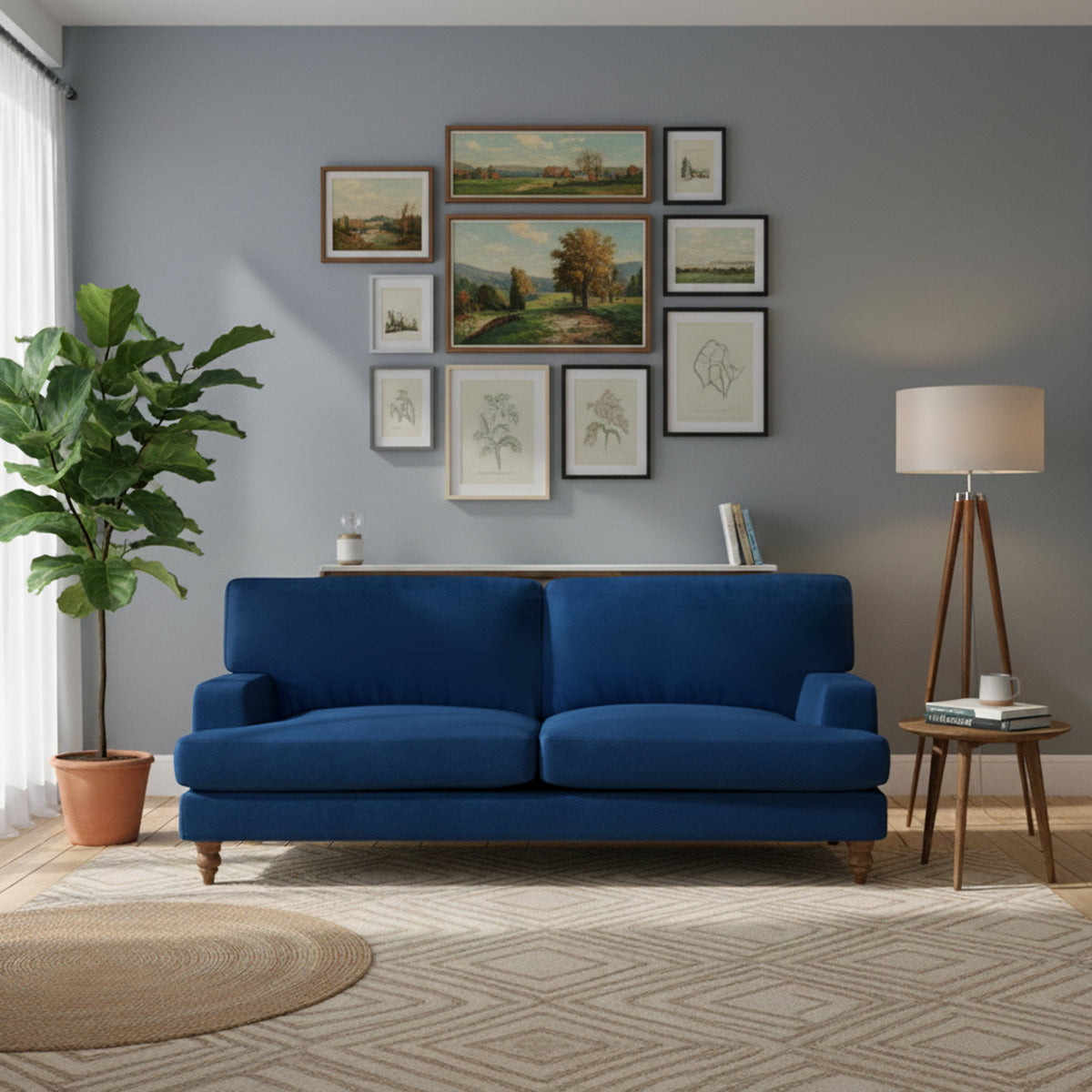 Modern Velvet Sofa, Wooden Frame - KATAR 2.5 SEAT