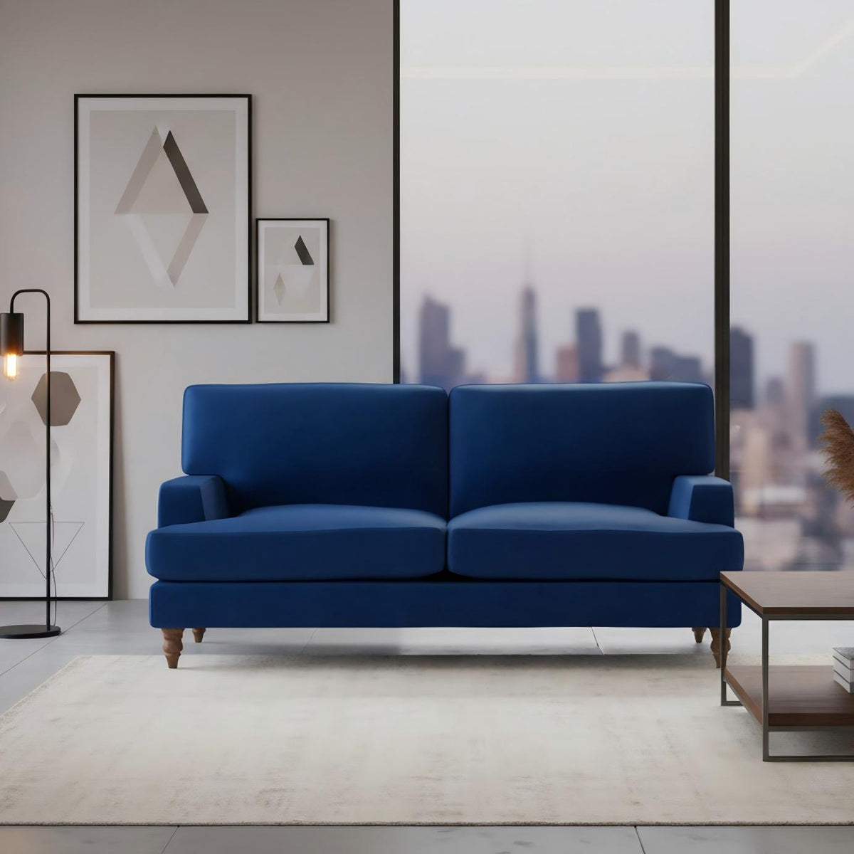 Modern Velvet Sofa, Wooden Frame - KATAR 2.5 SEAT
