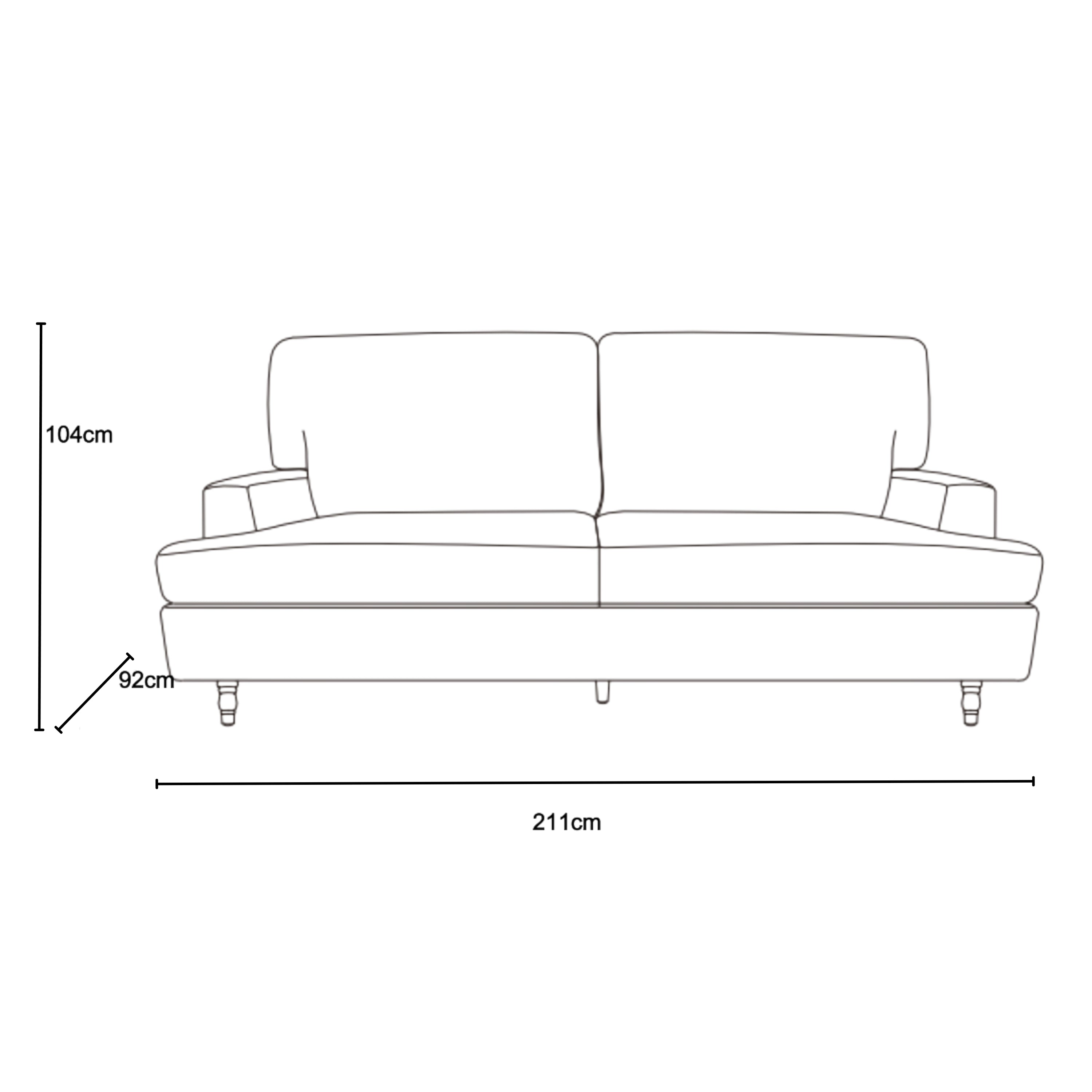 Modern Velvet Sofa, Wooden Frame - KATAR 3 SEAT