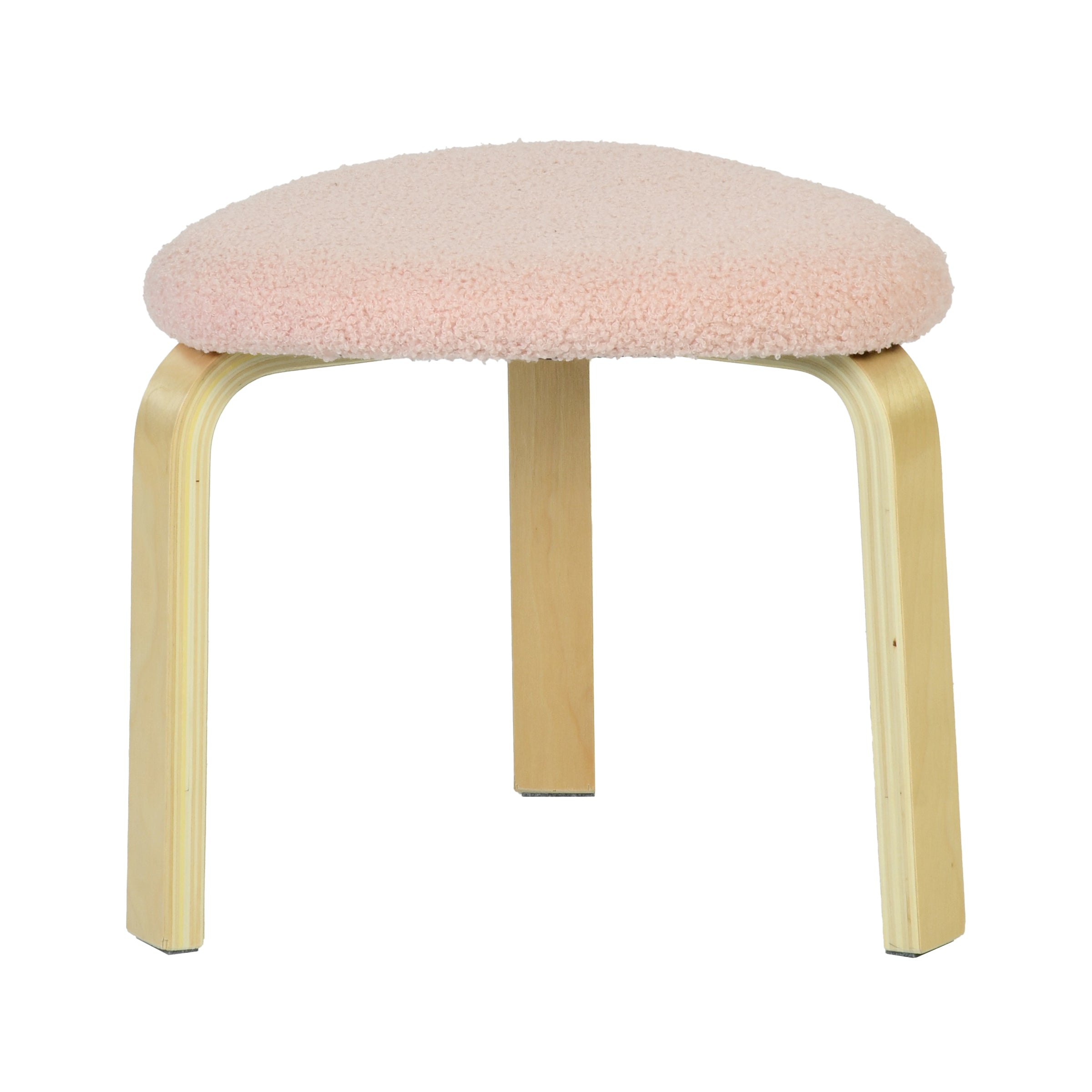 Modern Blush Triangular Stool, Upholstered Poplar - KELVOR