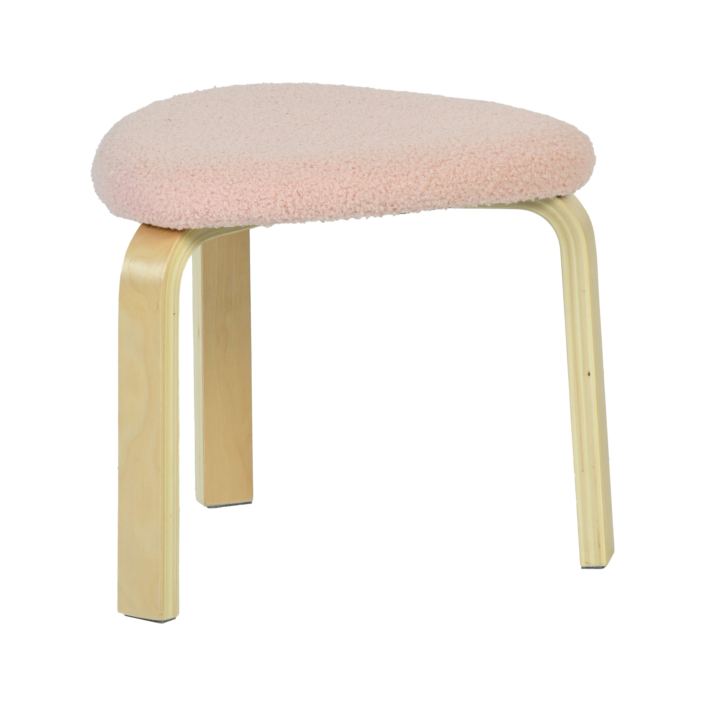 Modern Blush Triangular Stool, Upholstered Poplar - KELVOR