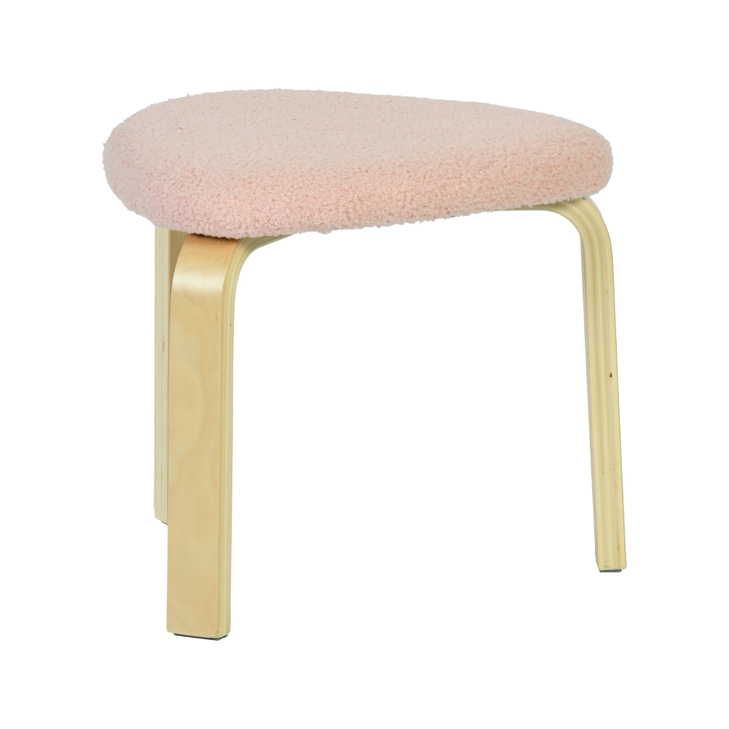 Modern Blush Triangular Stool, Upholstered Poplar - KELVOR