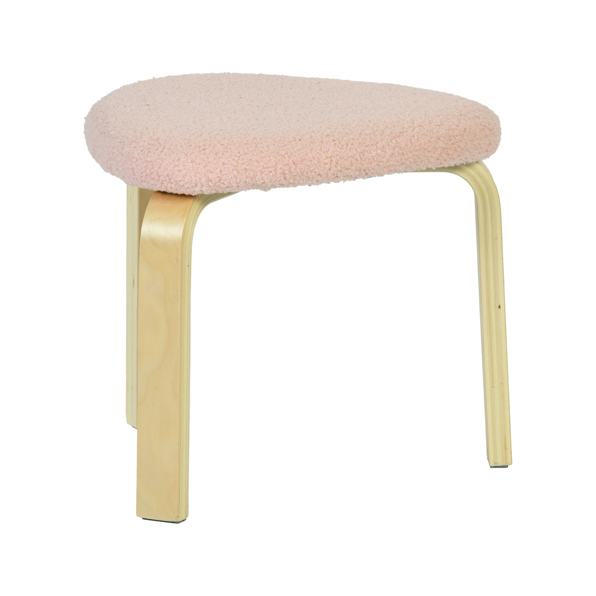 Modern Blush Triangular Stool, Upholstered Poplar - KELVOR