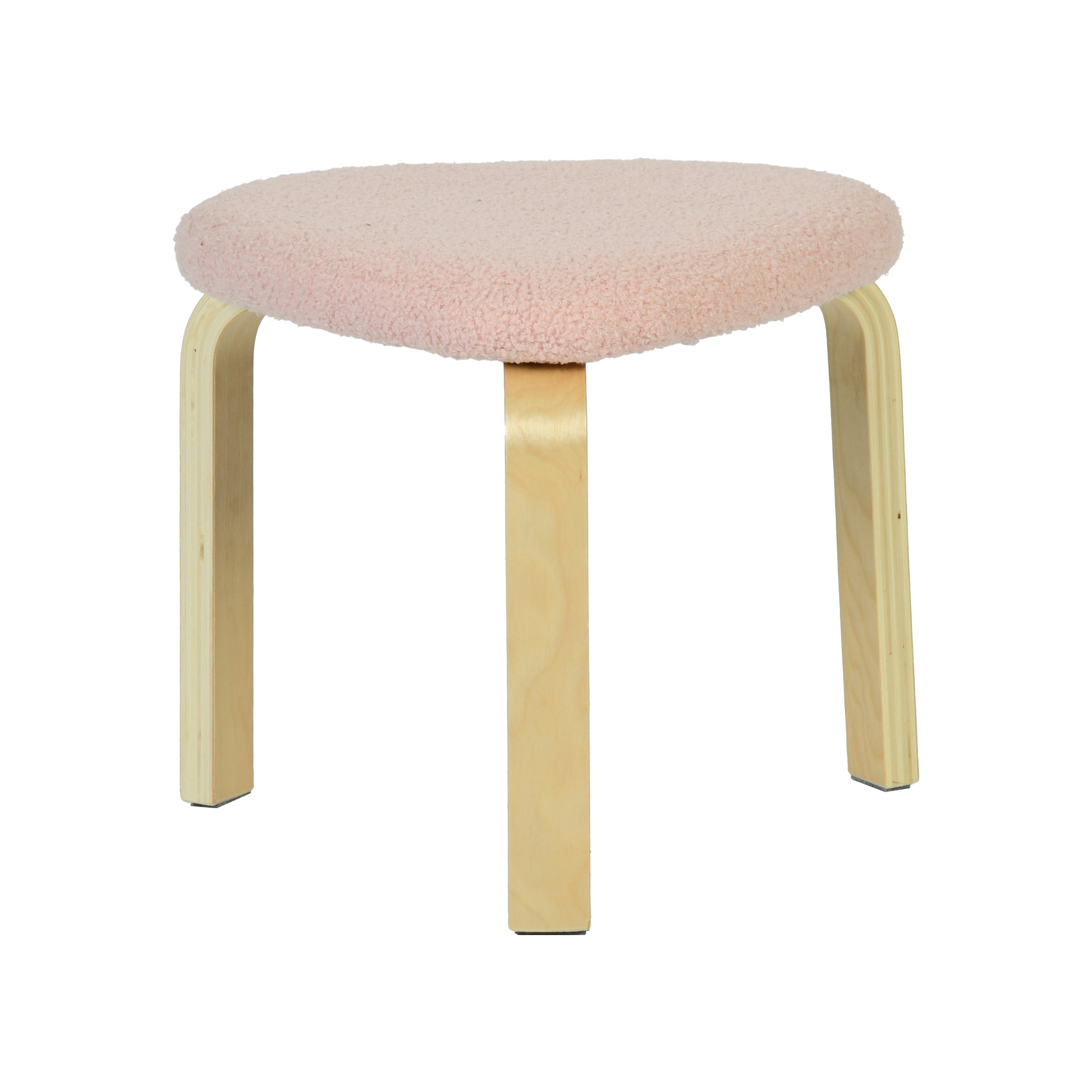 Modern Blush Triangular Stool, Upholstered Poplar - KELVOR