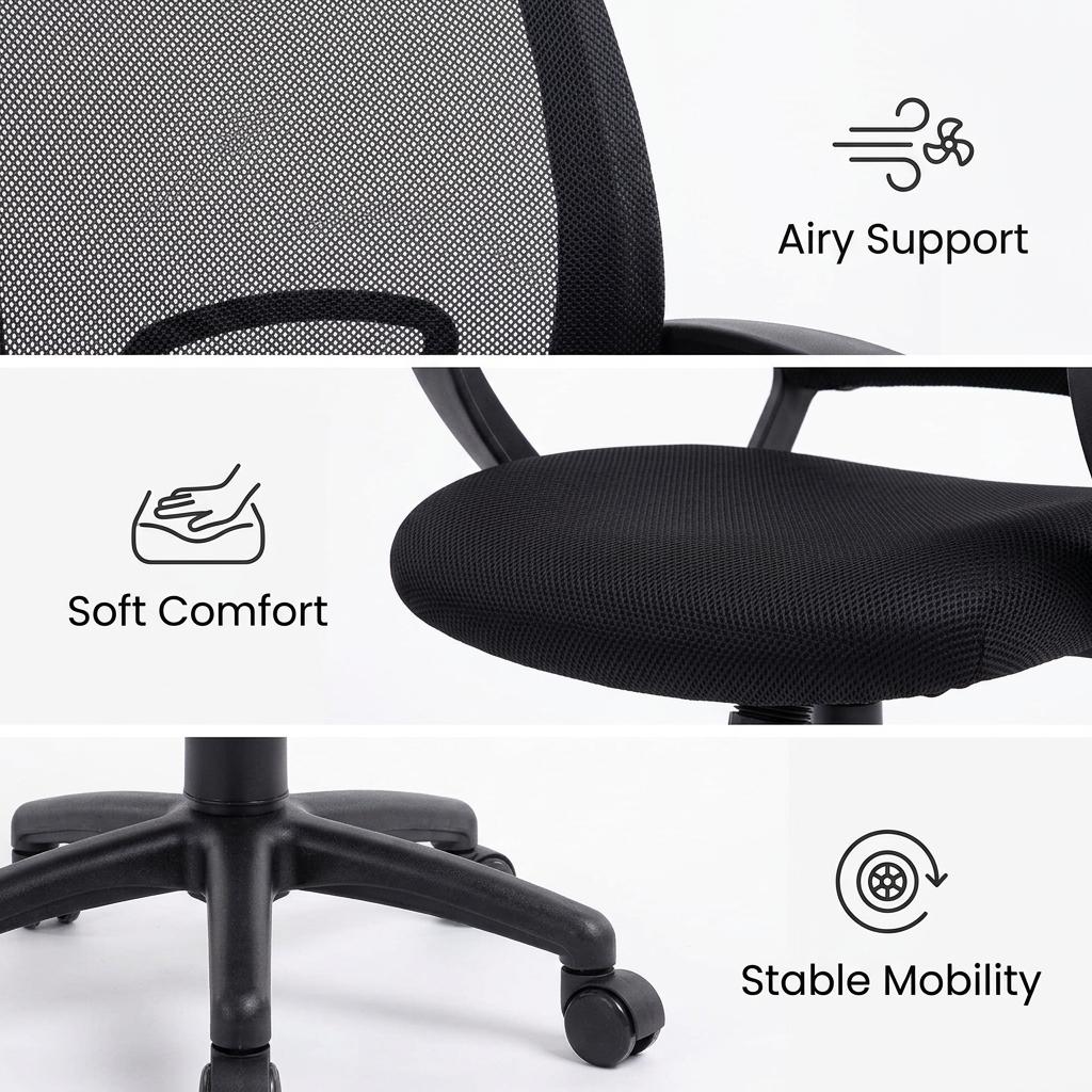 Modern Mesh Office Chair, Nylon Base - KITE 2