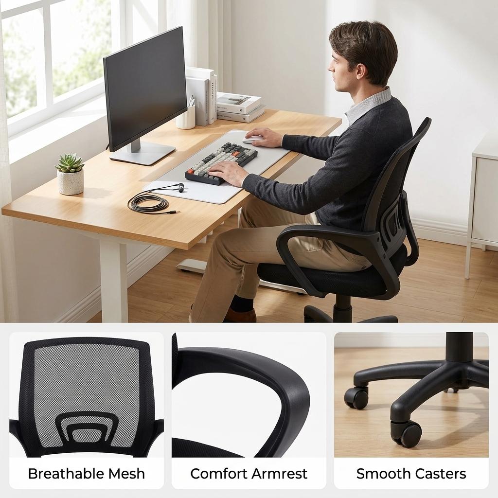 Modern Mesh Office Chair, Nylon Base - KITE 2