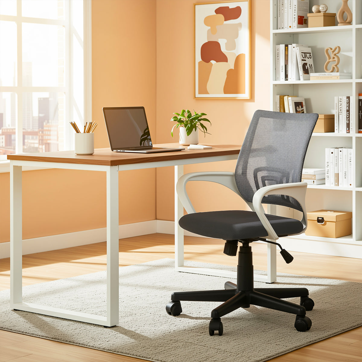 Modern Mesh Office Chair, Ergonomic Adjustable Seat - KITE BLACK W