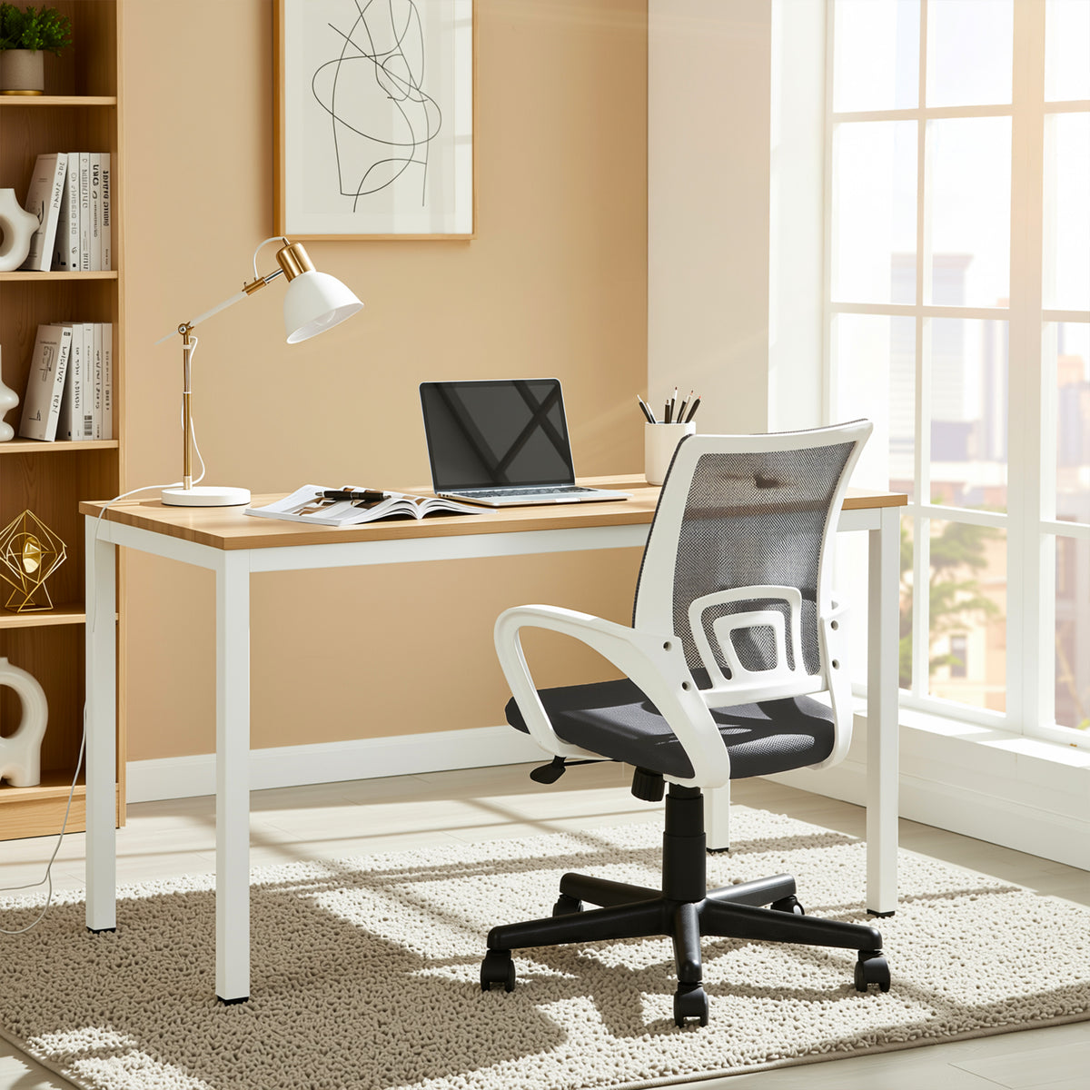 Modern Mesh Office Chair, Ergonomic Adjustable Seat - KITE BLACK W